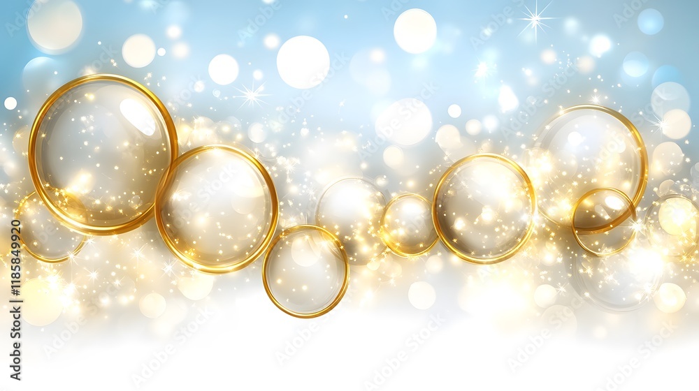 Sparkling Gold Bubbles Festive Light Background Sparkling Gold Bubbles Festive Light Background