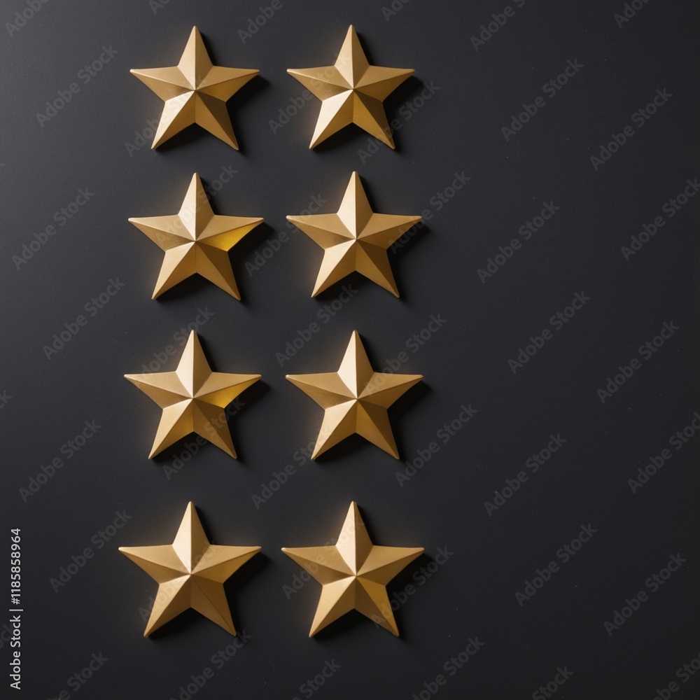 gold stars are arranged in a row Set isolated on black background gold stars are arranged in a row Set isolated on black background
