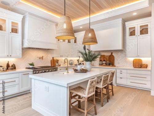 Elegant White Kitchen Islan...