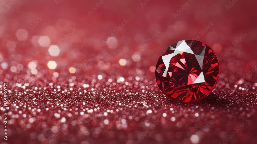 A vibrant garnet gemstone sparkling on a crimson background A vibrant garnet gemstone sparkling on a crimson background