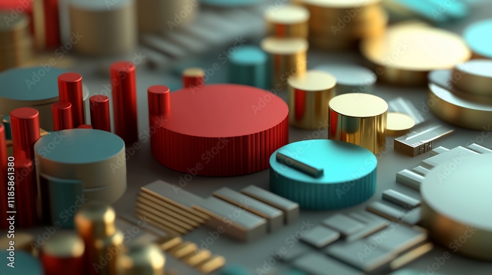 Abstract 3D rendering of colorful geometric shapes. Abstract 3D rendering of colorful geometric shapes.