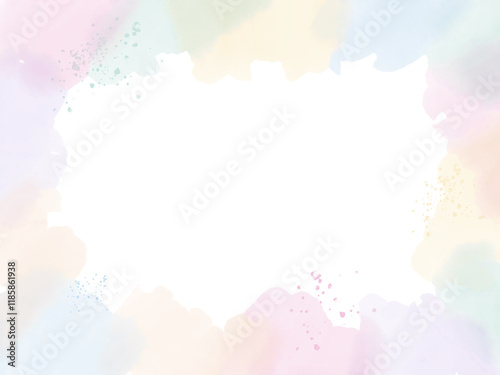 colorful  watercolor pastel cotton candy rainbow splash  frame background