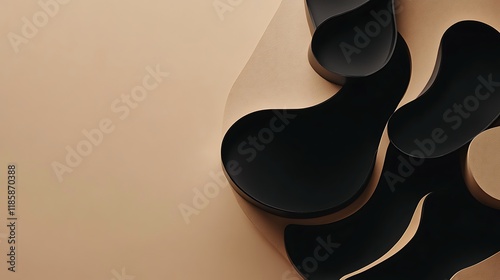 Wallpaper Mural Abstract Beige and Black Organic Shapes Design Torontodigital.ca