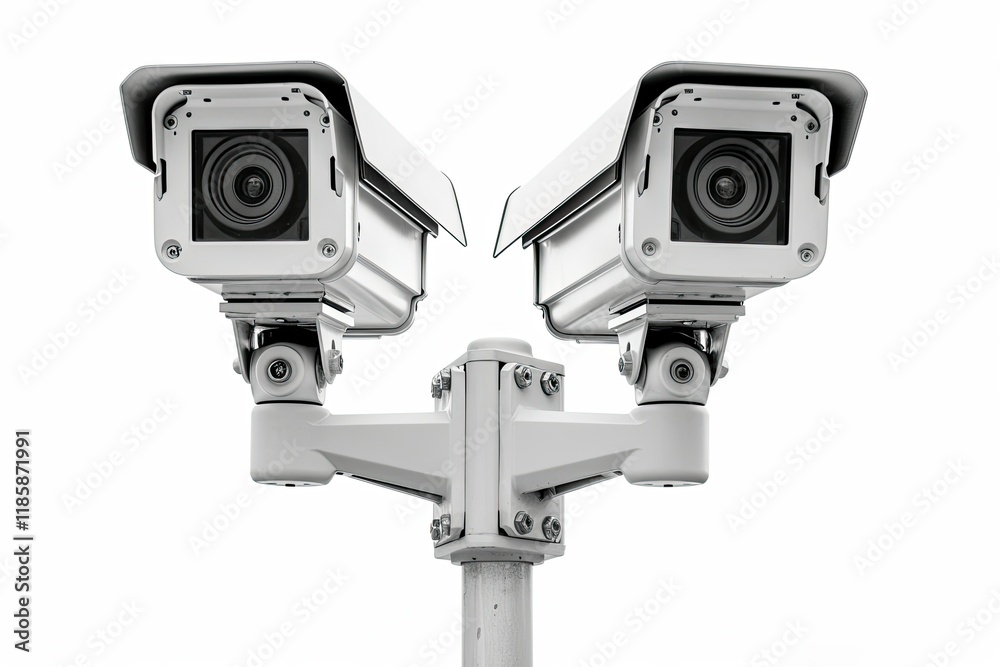 High Definition Visual of Airport Security Cameras Isolated on White Background High Definition Visual of Airport Security Cameras Isolated on White Background