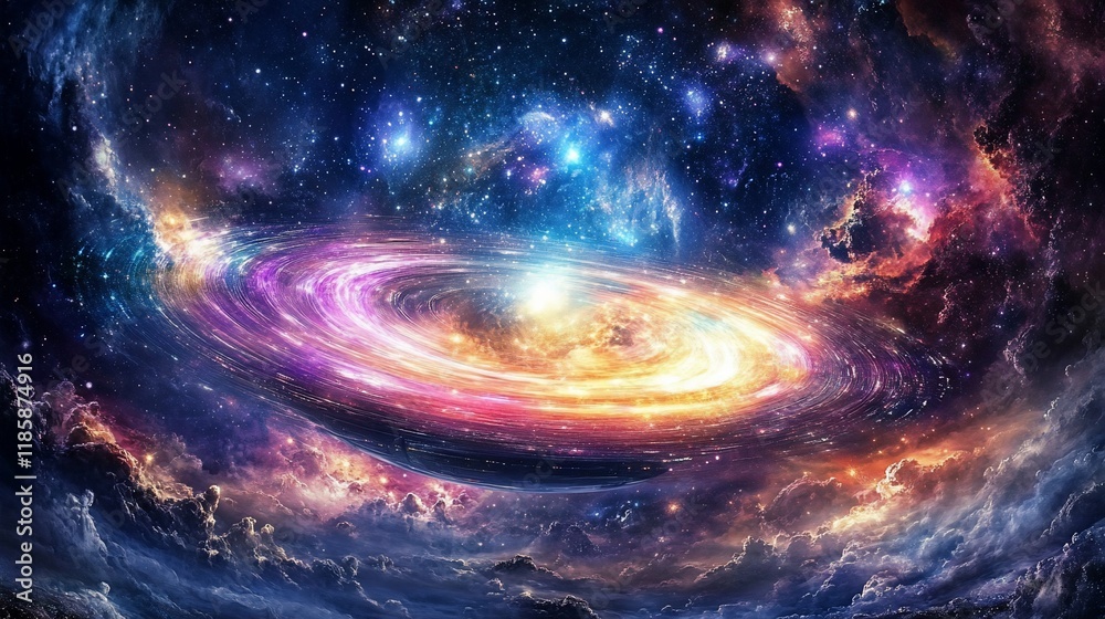 Obraz premium Cosmic Galaxy Swirl: A vibrant nebula painting