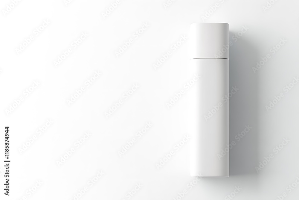 A sleek white cosmetic bottle with a minimalist design, isolated on a pristine white background, showcasing its clean lines and elegance. A sleek white cosmetic bottle with a minimalist design, isolated on a pristine white background, showcasing its clean lines and elegance.