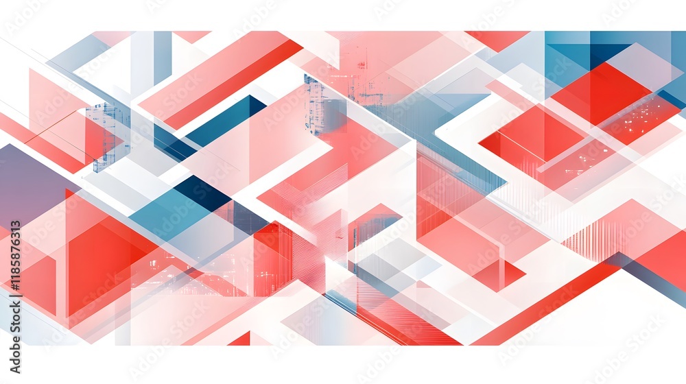 Abstract Geometric Shapes Red White Blue Design Abstract Geometric Shapes Red White Blue Design