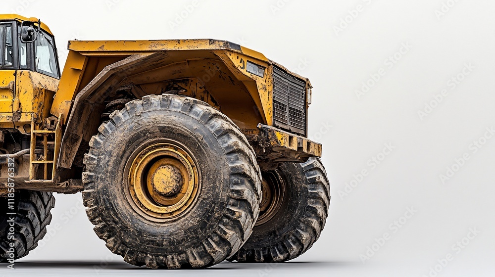 Obraz premium Massive Yellow Mining Dump Truck Close-up