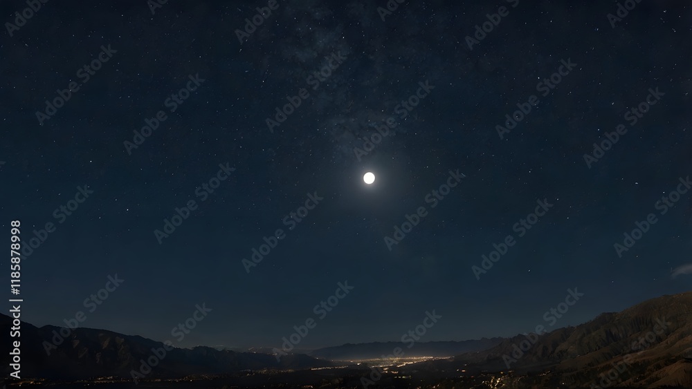 Naklejka premium moon over the city