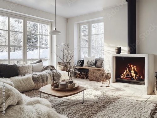 Cozy Living Room with Firep...