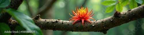 Air-dried Tillandsia usneoides extremo on wooden branch, extremo species, tropical forest photo