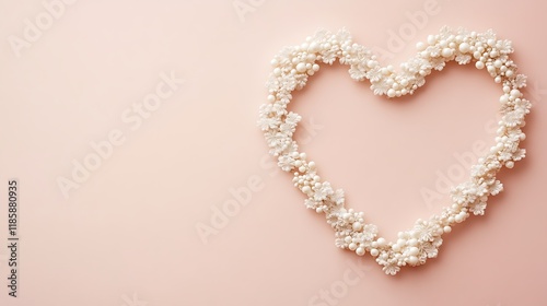 Delicate white floral heart shaped decoration on pink