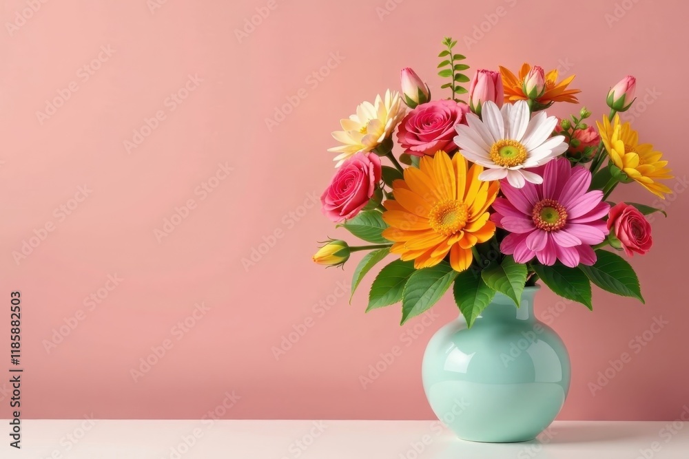 custom made wallpaper toronto digitalVibrant mixed floral bouquet in a modern vase against a bright spring backdrop, abstract backgrounds, natural elements