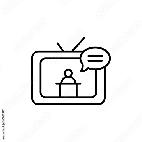 News presenter on TV Show icon simple vector symbol