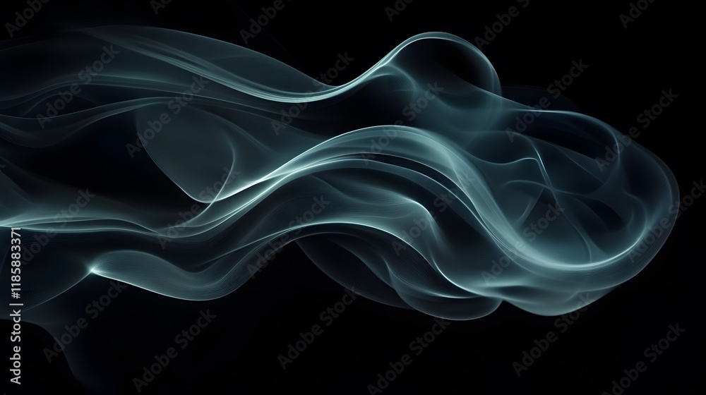 Obraz premium Abstract Teal Smoke Waves Flowing Design Dark Background