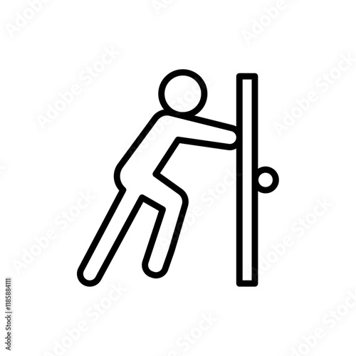 Person push the door icon simple vector symbol