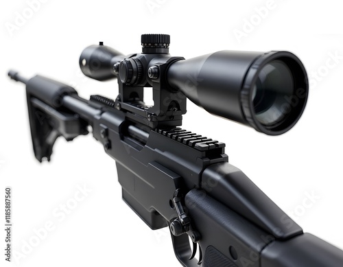 Black Sniper Rifle with High-Powered Scope: A Sleek, Tactical Design photo