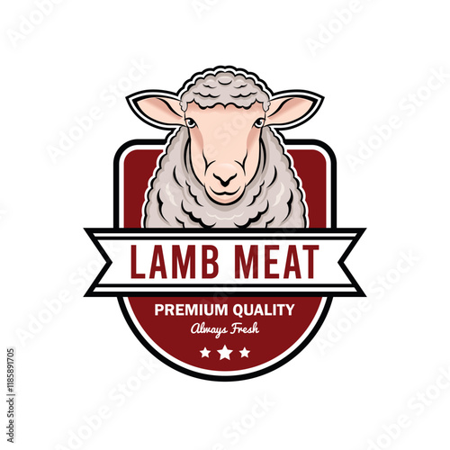 Premium Quality Lamb Meat Badge Design – 100% Fresh Organic Seal Logo