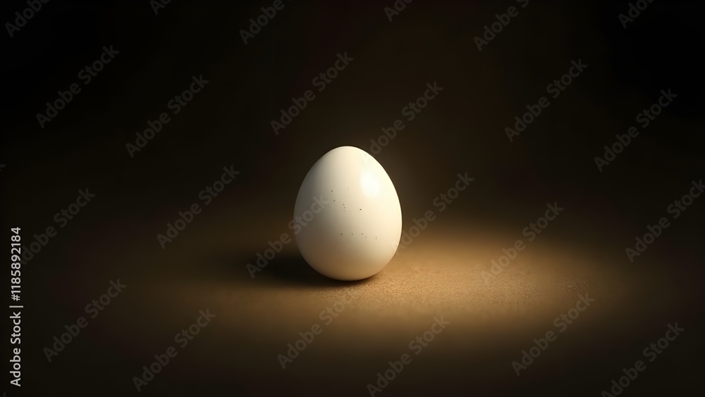 A solitary, gleaming white egg sits atop a soft, velvety black background, illuminated by a warm, golden light that accentuates its smooth, unblemished surface, with delicate, intricate shadows dancin A solitary, gleaming white egg sits atop a soft, velvety black background, illuminated by a warm, golden light that accentuates its smooth, unblemished surface, with delicate, intricate shadows dancin
