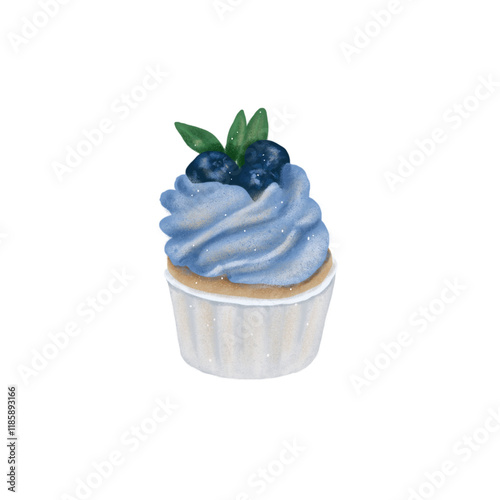 blueberry muffin isolated on white