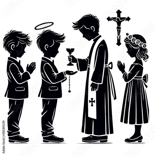 First holy confirmation boy silhouette