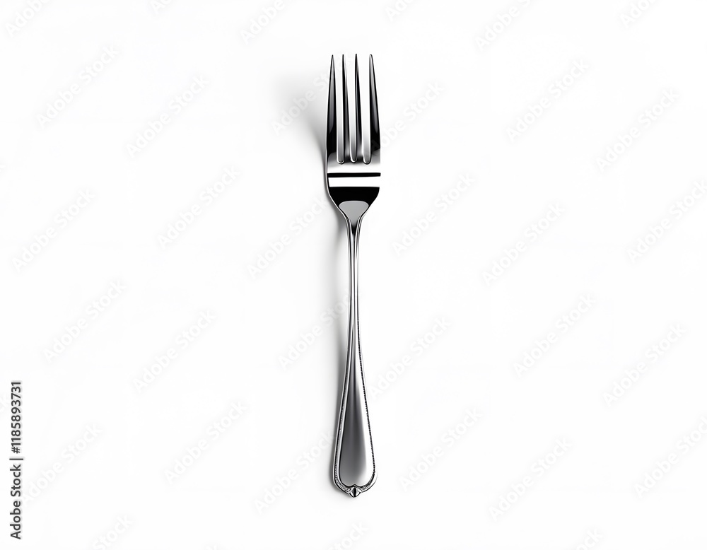 Elegant Silver Fork: Minimalist Tableware Still Life Elegant Silver Fork: Minimalist Tableware Still Life