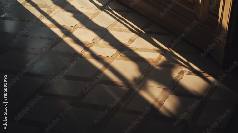 The Sun Is Shining Through a Window Onto a Tiled Floor - Generative AI The Sun Is Shining Through a Window Onto a Tiled Floor - Generative AI