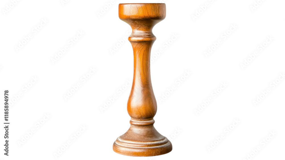 Wooden candlestick holder with a classic design on a black background. Wooden candlestick holder with a classic design on a black background.
