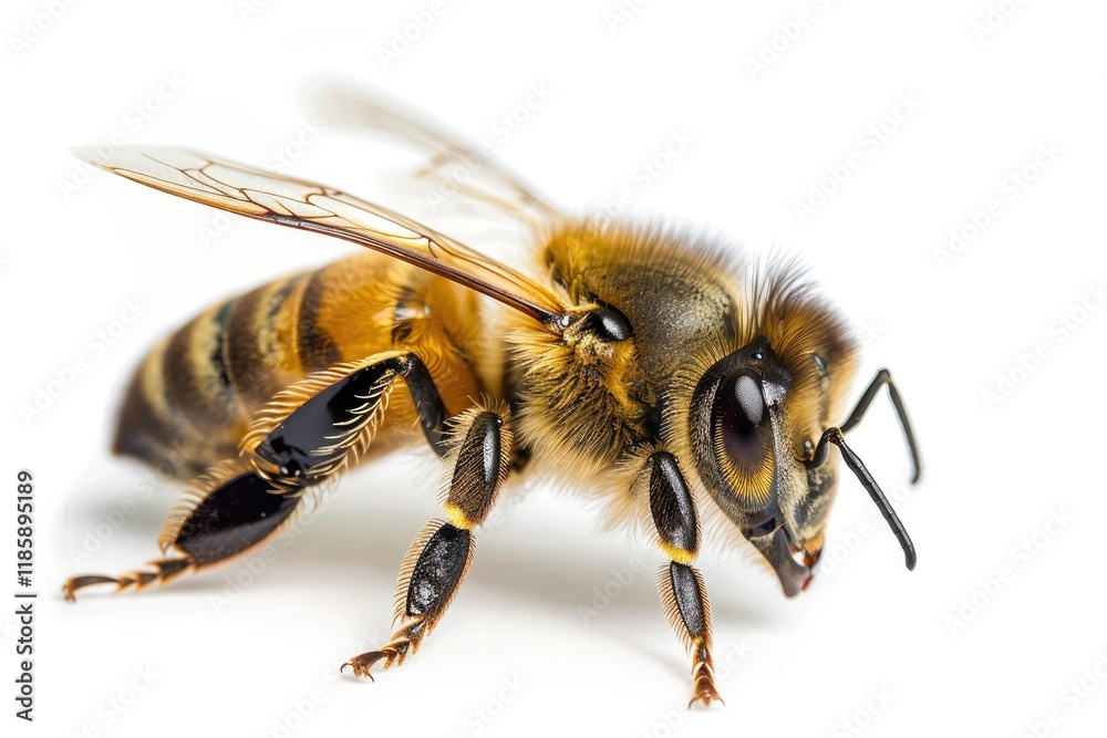 High Detail Picture of Honey Bee Standing Isolated on Transparent Background Cutout High Detail Picture of Honey Bee Standing Isolated on Transparent Background Cutout