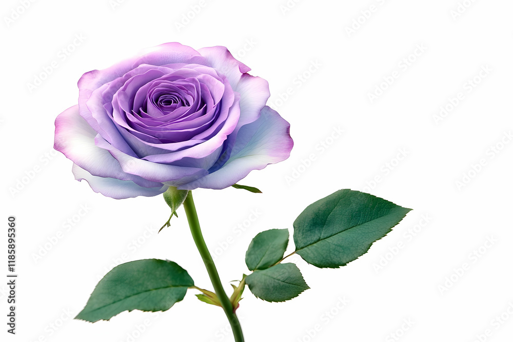 Obraz premium Purple Rose Blooms Beautifully on White Background