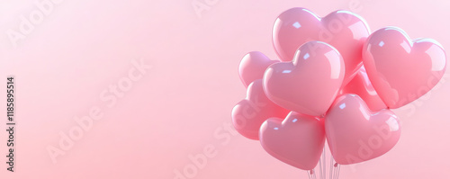 Wallpaper Mural Heart shaped balloons in soft pink hues create romantic and cheerful atmosphere, perfect for celebrations and special occasions Torontodigital.ca