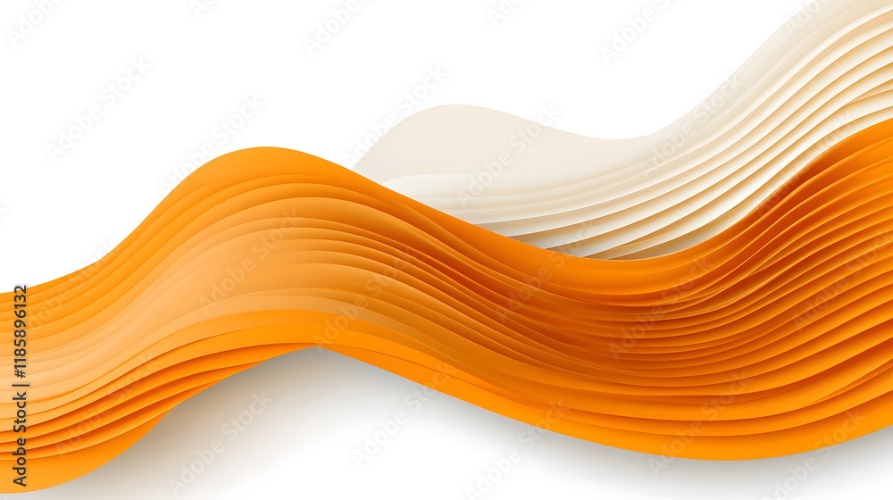 Obraz premium Abstract Orange and Cream Waves Flowing Design Swirling Lines D Render