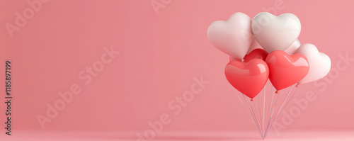 Wallpaper Mural Floating heart shaped balloons in various colors create romantic atmosphere. elegant gradient background enhances visual appeal, making it perfect for celebrations Torontodigital.ca