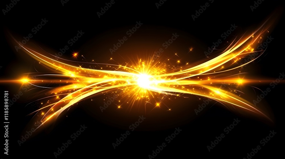 Fototapeta premium Golden Light Burst Abstract Sparkle Background