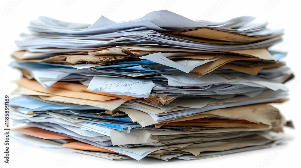 Obraz premium Paper Stack Grows, Mess Clutters Desk: Organization Tips
