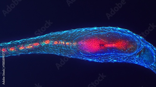 Microscopic View of a Nematode Worm Under Confocal Microscopy photo