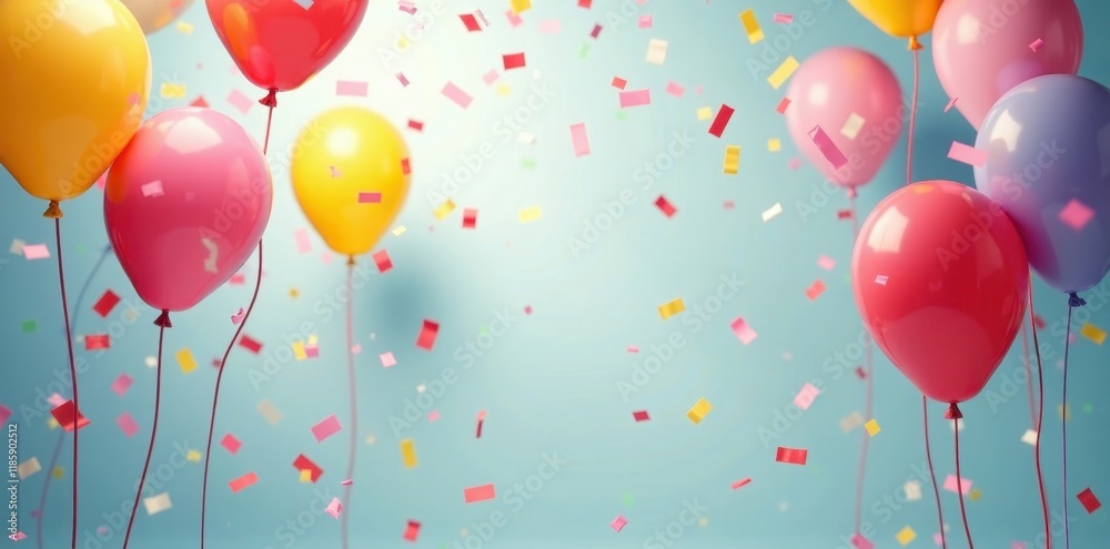 Confetti and balloons in a bright and airy setting, birthday, confetti Confetti and balloons in a bright and airy setting, birthday, confetti