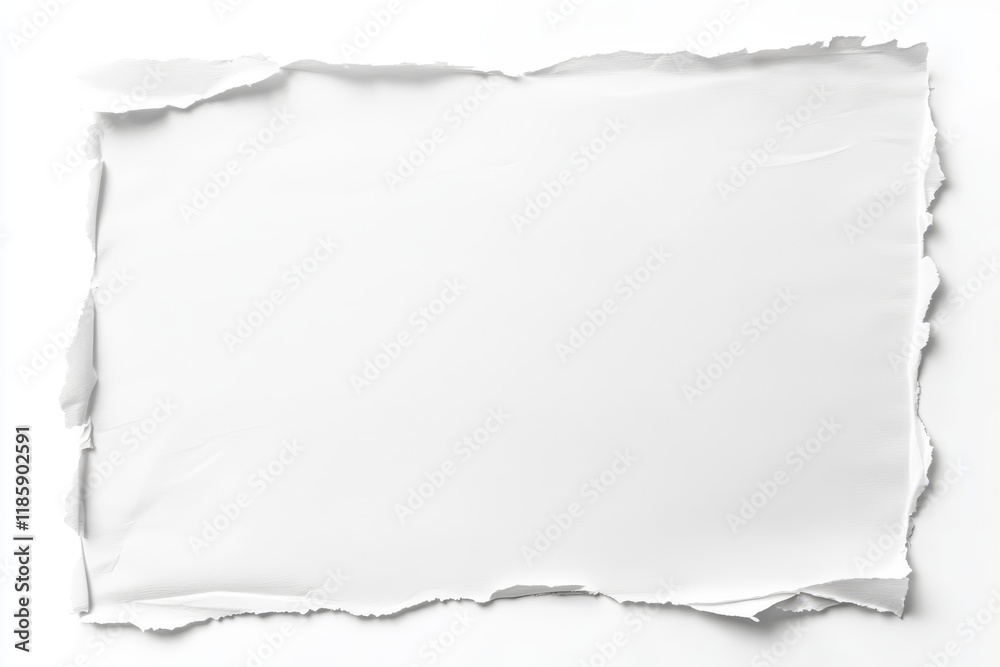 Obraz premium Torn paper frame, white background, studio shot, mockup (13)