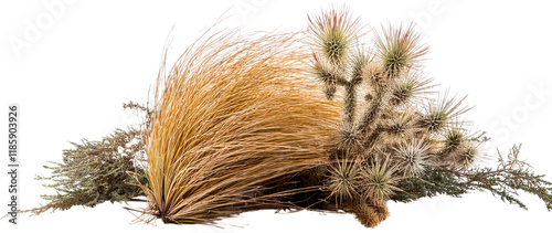 Desert Plants Dry Grass Yucca and Other Arid Flora Composition