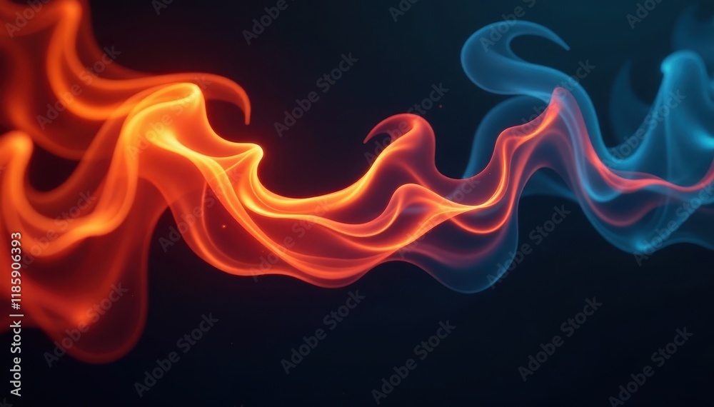 Fototapeta premium Flickering fire with subtle smoke trails on black , smoke, background