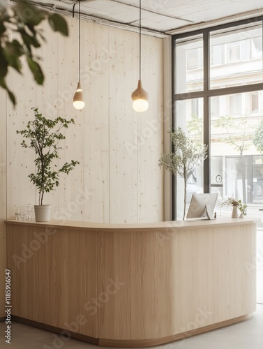 Minimalist Wooden Reception...