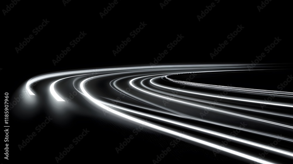 Fototapeta premium Abstract Light Trails Night Road Speed Motion Blur Curves
