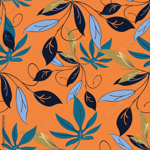 Seamless floral and leaf patterns