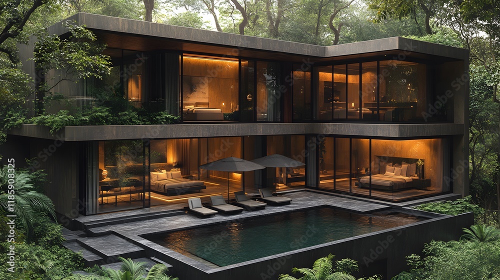 Isometric 3D Thai villa showcasing contemporary design and harmonious aesthetics Isometric 3D Thai villa showcasing contemporary design and harmonious aesthetics