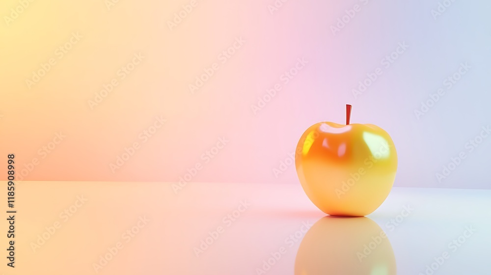 Obraz premium A golden apple sits on a white background