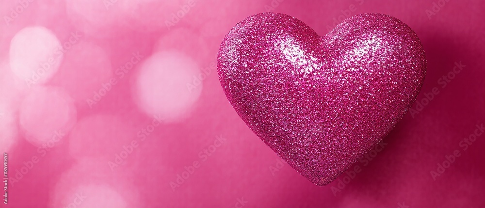 Obraz premium Shimmering pink lipstick texture in a heart shape with copy space for text, perfect for Valentine’s Day cosmetics designs. Generative AI