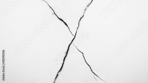 Close-up of two cracks forming an X shape on a white surface.