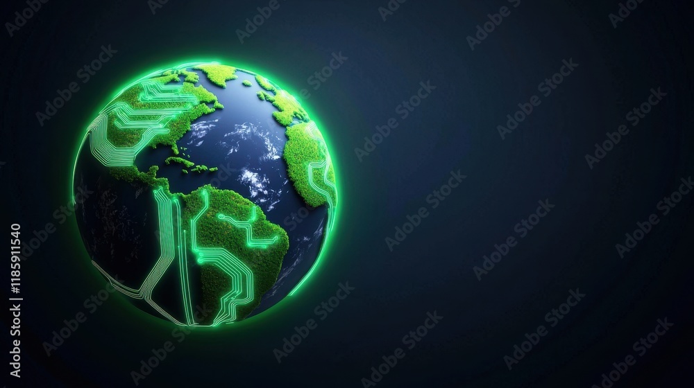 Green Technology Global Network Sustainable Earth Concept Illustration Green Technology Global Network Sustainable Earth Concept Illustration