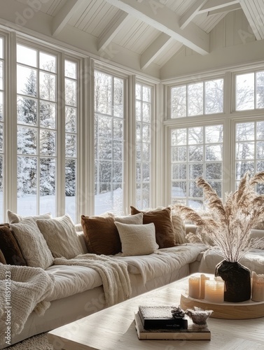 Cozy Winter Sunroom With Pl...