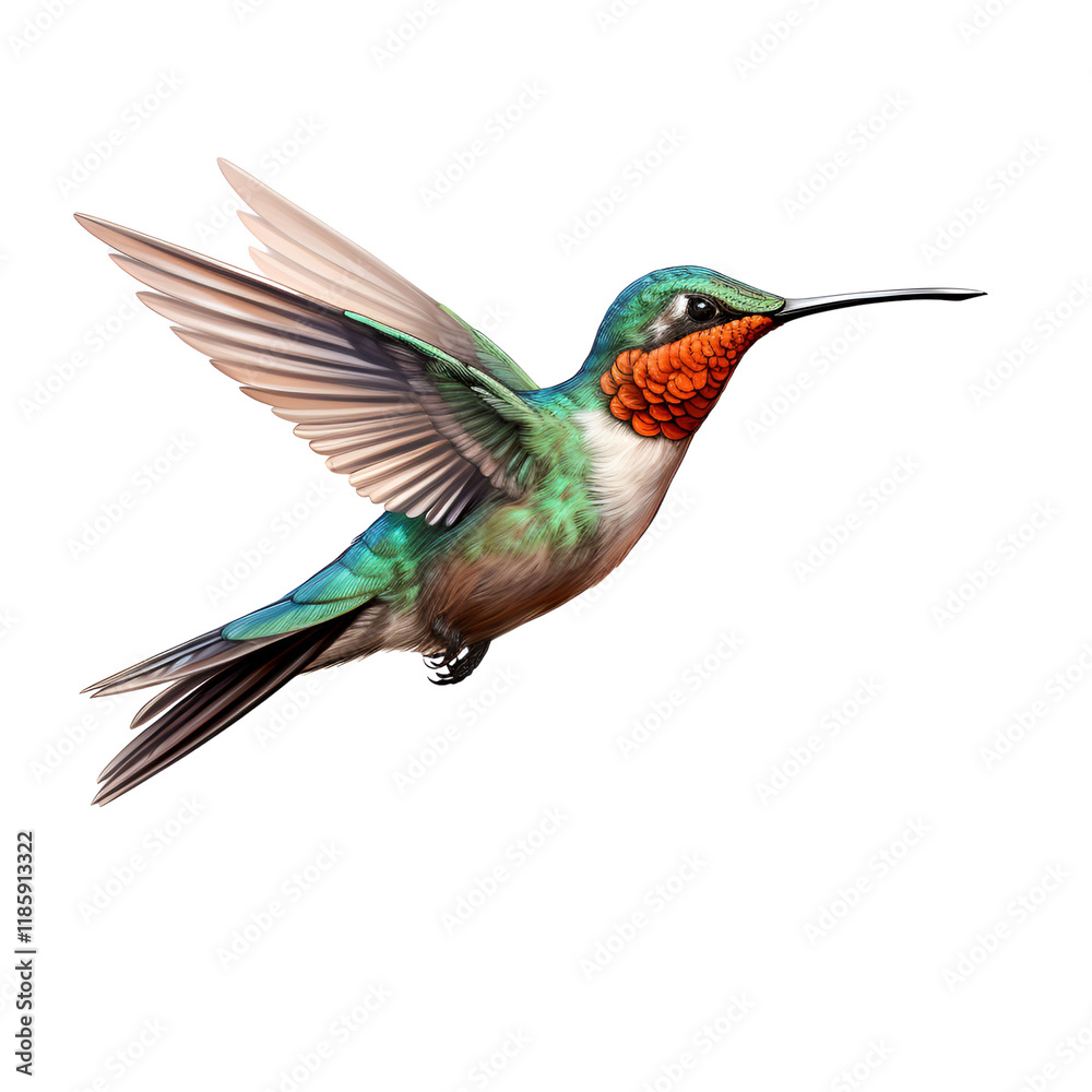Fototapeta premium Hummingbird Bird Garden Clipart Vector Illustration